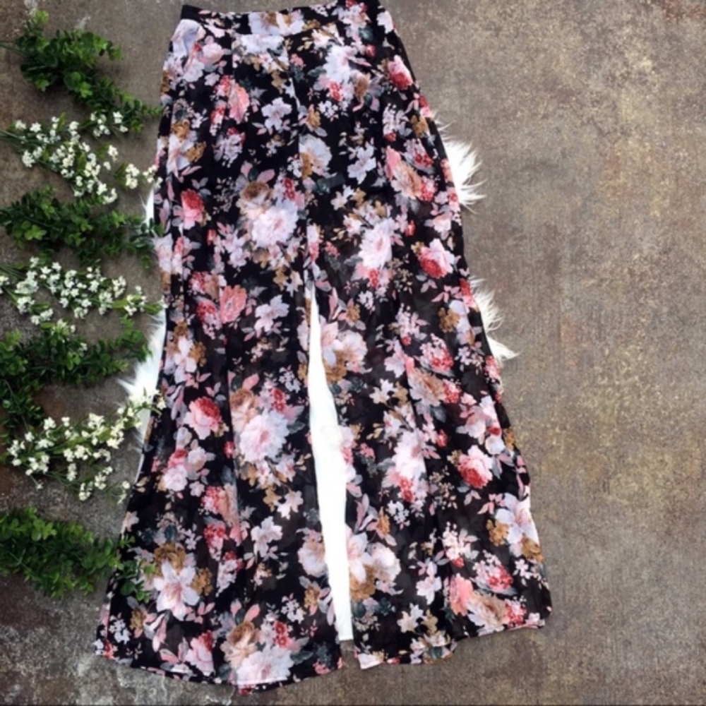 Floral Palazzo Pants with Elastic Waist